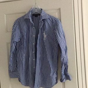 Ralph Lauren blue and white stripe size 8 shirt
